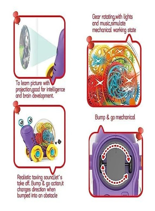 TEMSON 3D Flash Light Transparent Gear Snail Musical Toy with 360 Degree Rotate Bump & Go Animal Figure - Image 5